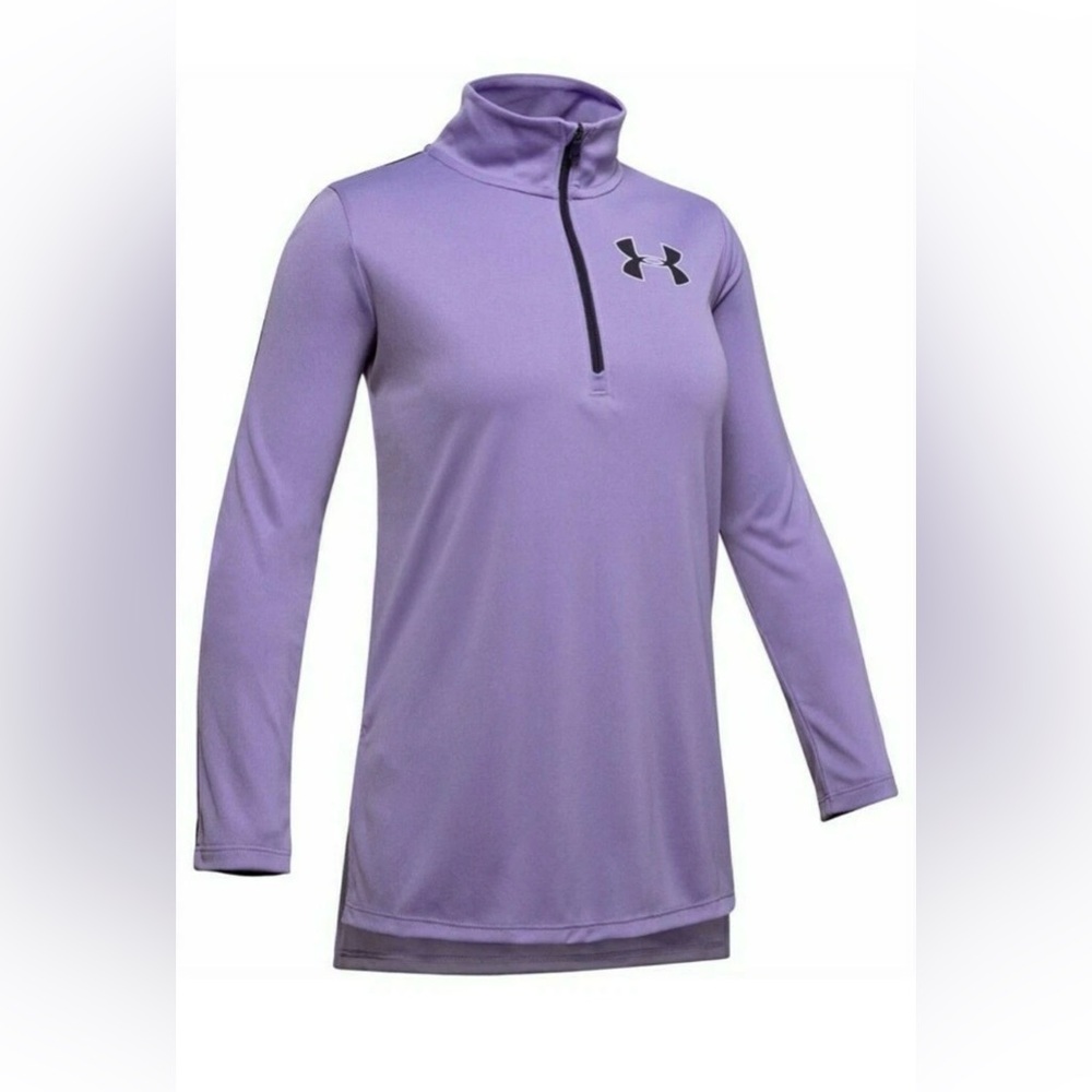 Under Armour Girl's Tech ½ Zip Long Sleeve Purple Shirt YLG large heatgear loose
